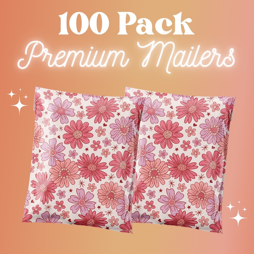 Vintage Floral Poly‎ Mailers 10x13 Inch 100 Pack Shipping Supplies Cute Mailers